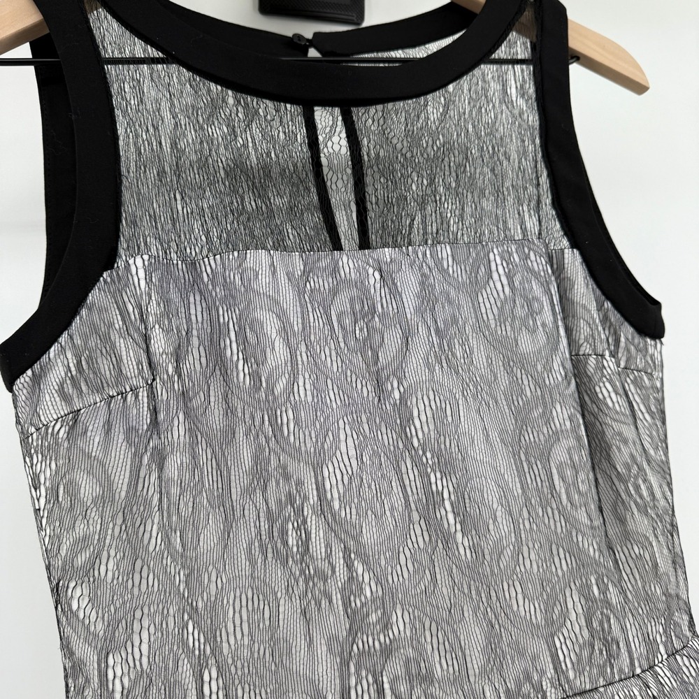 Zara Basic Dress XS Silver Black Sleeveless Pleated Party Cocktail